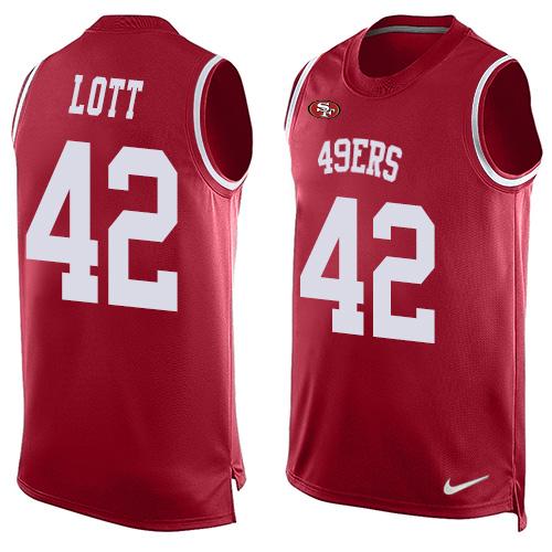 Nike 49ers #42 Ronnie Lott Red Team Color Men's Stitched NFL Limited Tank Top Jersey